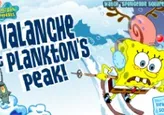 Bob Esponja esquiando en la montaña de plancton